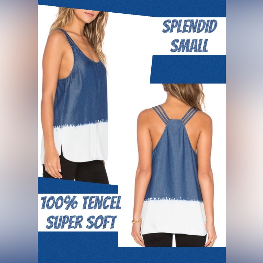 Splendid Dip Dyed Denim Racerback Tank Top